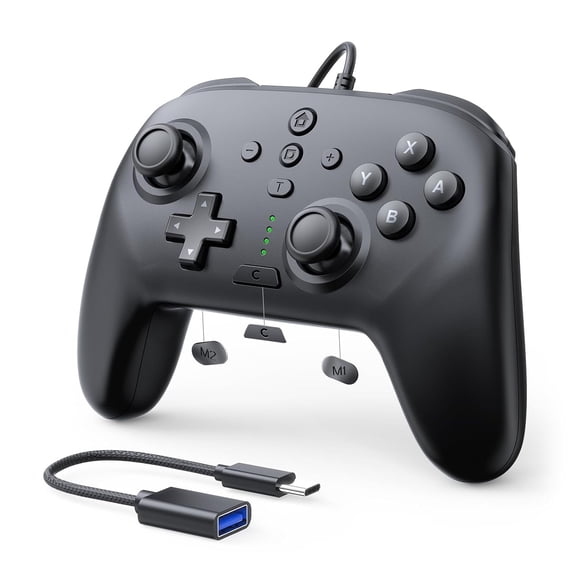 Wired Pro Controller Compatible with Switch 2/Switch,Features C Button,9-Axis Motion Sensor,Hall Effect Joysticks,Marco/Programmable Back Buttons,Turbo,Dual Vibration, 3.5mm Audio Jack