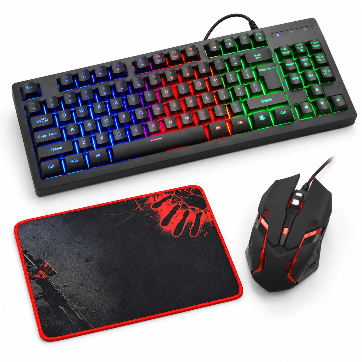 Wired RGB 87-Key and Mouse Set with Mouse Pad, Black 01, for Laptop PC ...