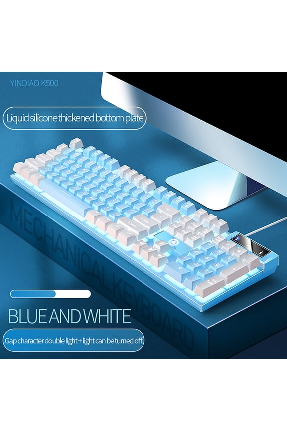 Wired RGB Gaming Keyboard, 17.1x5.1inch LED Computer Keyboards with 104 Keys Portable Keyboarsd for Windows Laptop PC, Computer Accessories(Blue)