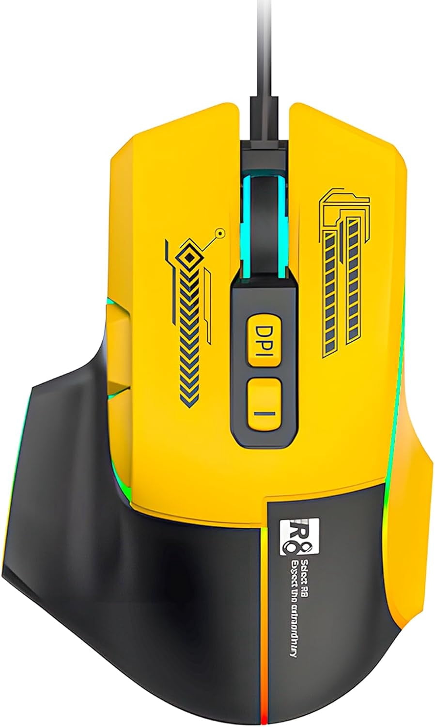 Wired RGB Gaming Mouse, 3600 DPI, 7 Programmable Buttons, Type-C Detachable Cable, Lightweight Silent Ergonomic Mouse for Laptop PC Mac