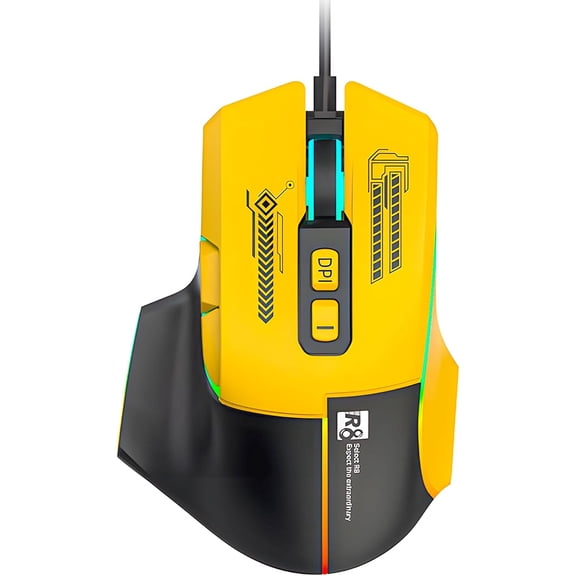Wired RGB Gaming Mouse, 3600 DPI, 7 Programmable Buttons, Type-C Detachable Cable, Lightweight Silent Ergonomic Mouse for Laptop PC Mac