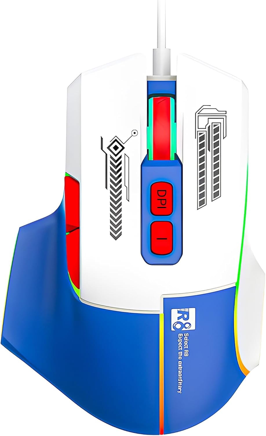 Wired RGB Gaming Mouse, 3600 DPI, 7 Programmable Buttons, Type-C Detachable Cable, Lightweight Silent Ergonomic Mouse for Laptop PC Mac