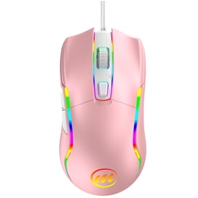 Wired RGB Gaming Mouse for PC/Mac, 6 Adjustable DPI up to 12800, 12 LED Modes, Ergonomic Non-Slip Design, Lightweight Durable Build, Plug & Play, FPS MOBA eSports Gamer Mouse, Pink