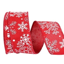 LoomJoyz Wired Ribbon, 1.5 Inch Red and White Snowflake for Christmas Tree, Garlands, Wreaths, Gift Wrapping (10 Yards)