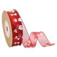 thumbnail image 1 of Wired Ribbon with Printed Hearts, 10 Yards Red Printed Heart Wired Edge Ribbon,Polyester Craft Ribbon for DIY Gift Wrapping,Wedding Bouquet Decoration,Valentine’s Day Crafts and Party Decor, 1 of 9