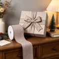 thumbnail image 1 of Wired Ribbon Roll for Wreaths and Gift Wrapping, 354 Inch Holiday Craft Ribbon in Polyester, 2.5 Inch Wide - Beige, 1 of 6