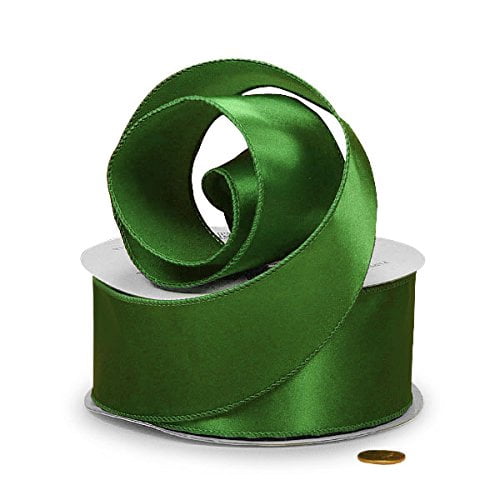 Wired Satin Ribbon – 2-1/2" x 25 Yards, Emerald Green