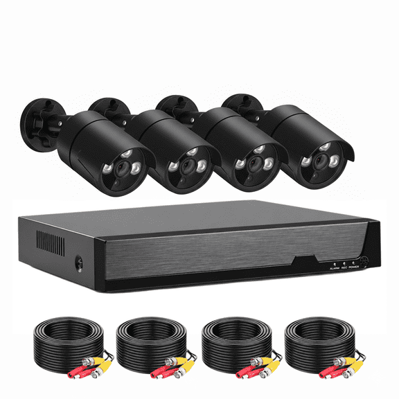 Wired Security Camera System Outdoor, 4CH 4MP Lite AHD DVR NO HDD, 4 x 2MP Wired Video Surveillance CCTV Camera with AI Human/Vehicle Detection, Night Vision, Outdoor Waterproof