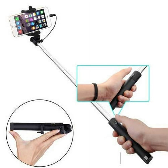 Wired Selfie Stick for OnePlus Nord N100 - Monopod Remote Shutter Built-in Self-Portrait Extendable Compact for OnePlus Nord N100