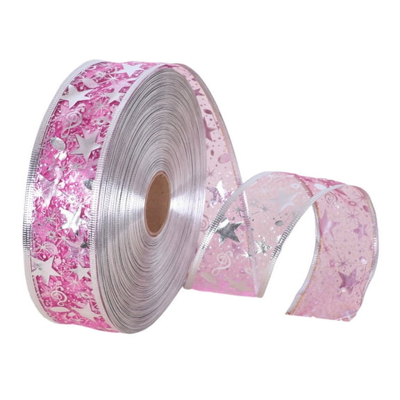Wired Sheer Glitter Ribbon for Christmas Decoration 2m Long with Sparkling Effect for Christmas Tree Door and Wall Decorations