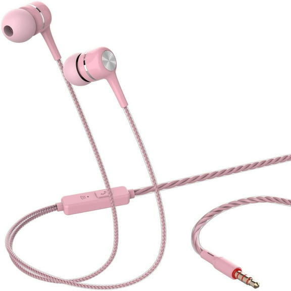 Wired Stereo Earbuds with Microphone - Ear Buds Extra Long Cord Headphones for Android, 3.5mm Jack, 47in Tangle-Free Cable