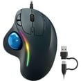 thumbnail image 1 of Wired Trackball Mouse with RGB Lighting, Ergonomic Thumb Control to Reduce Muscle Strain, 5 Adjustable DPI, Dual USB-C & USB-A Connectivity, Compatible with PC, Laptop, Mac, Windows-Blue, 1 of 4