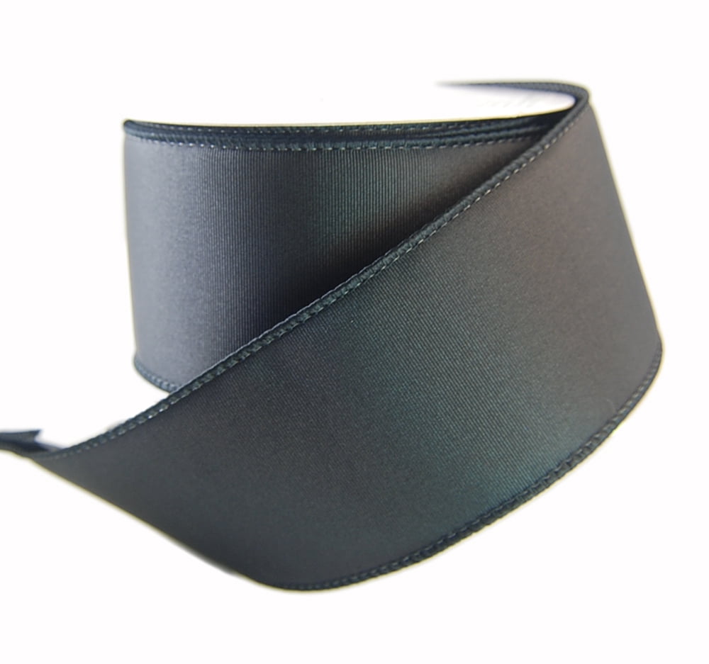Wired Trenna Solid Color Black Satin Ribbon 2 1/2" 25 Yards