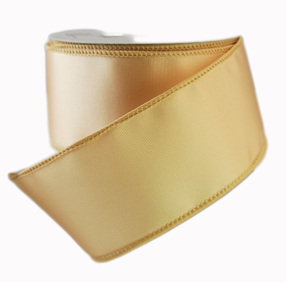 Wired Trenna Solid Color Champagne Color Satin Ribbon 2 1/2" 25 Yards