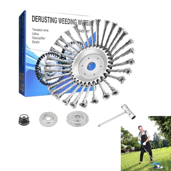 Wired Trimmer Blade, Indestructible Steel Wire Grass Eater Trimmer Head for Grass Trimmer, Steel Wire Cutter Trimmer Head, Grass Eater Head with Adapter Kit for Grass Removal