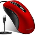 thumbnail image 1 of Wired , USB Computer 1400 DPI Mobile Optical Ergonomic Design Computer Mice with 5FT Cord for Laptop, PC, Desktop, MacBook, 5 Buttons (Pomegranate Red), 1 of 4