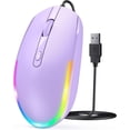 thumbnail image 1 of Wired  - USB Computer Mice Wired with RGB Backlit Optical LED  with Attached USB Cord for Laptops Notebooks Chromebook - Purple, 1 of 7