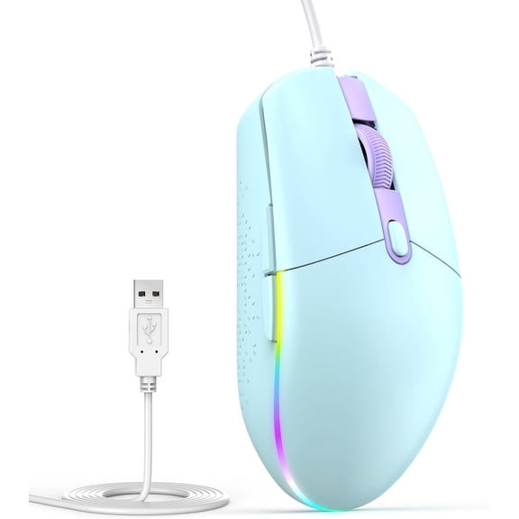 Wired  - USB Corded  with RGB Backlit Full Size Optical Silent  with Side Buttons,LED Plug and Play Wired Connection Office Mice for Desktop,PC,Laptop