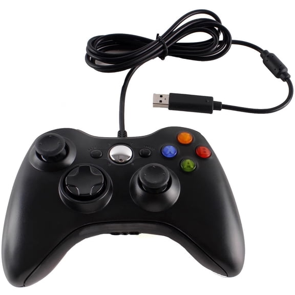 Wired USB Game Controller Gamepad Joystick Joypad for 360/Slim & Windows PC (Black)
