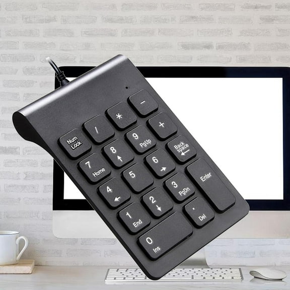Wired USB Numeric Keypad 1 for Accounting Teller Notebook Compact Universal Non Slip Stylish Keyboard , Black