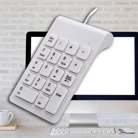 Wired USB Numeric Keypad 18 for Laptop Desktop Lightweight Multifunctional Keyboard , White