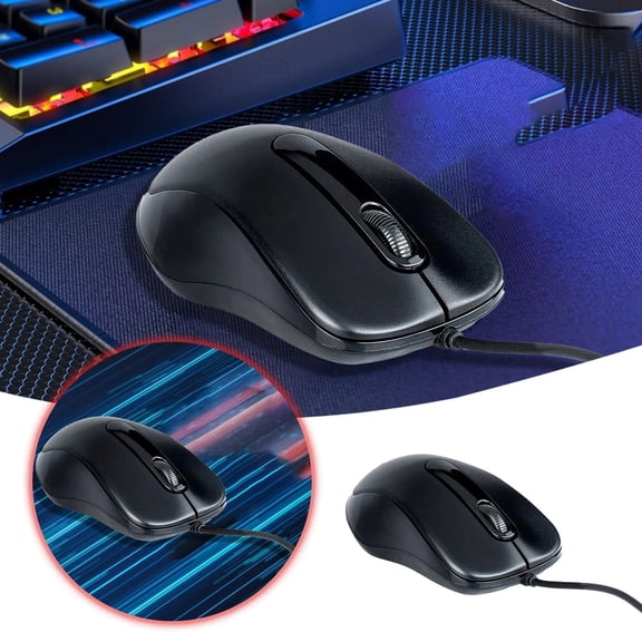 Wired USB Optical Computer Mouse Ergonomic Comfort Wired Mouse Precise Tracking Office/Gaming Mouse for Laptop, Desktop, Home, Office, Business & Light Gaming Use