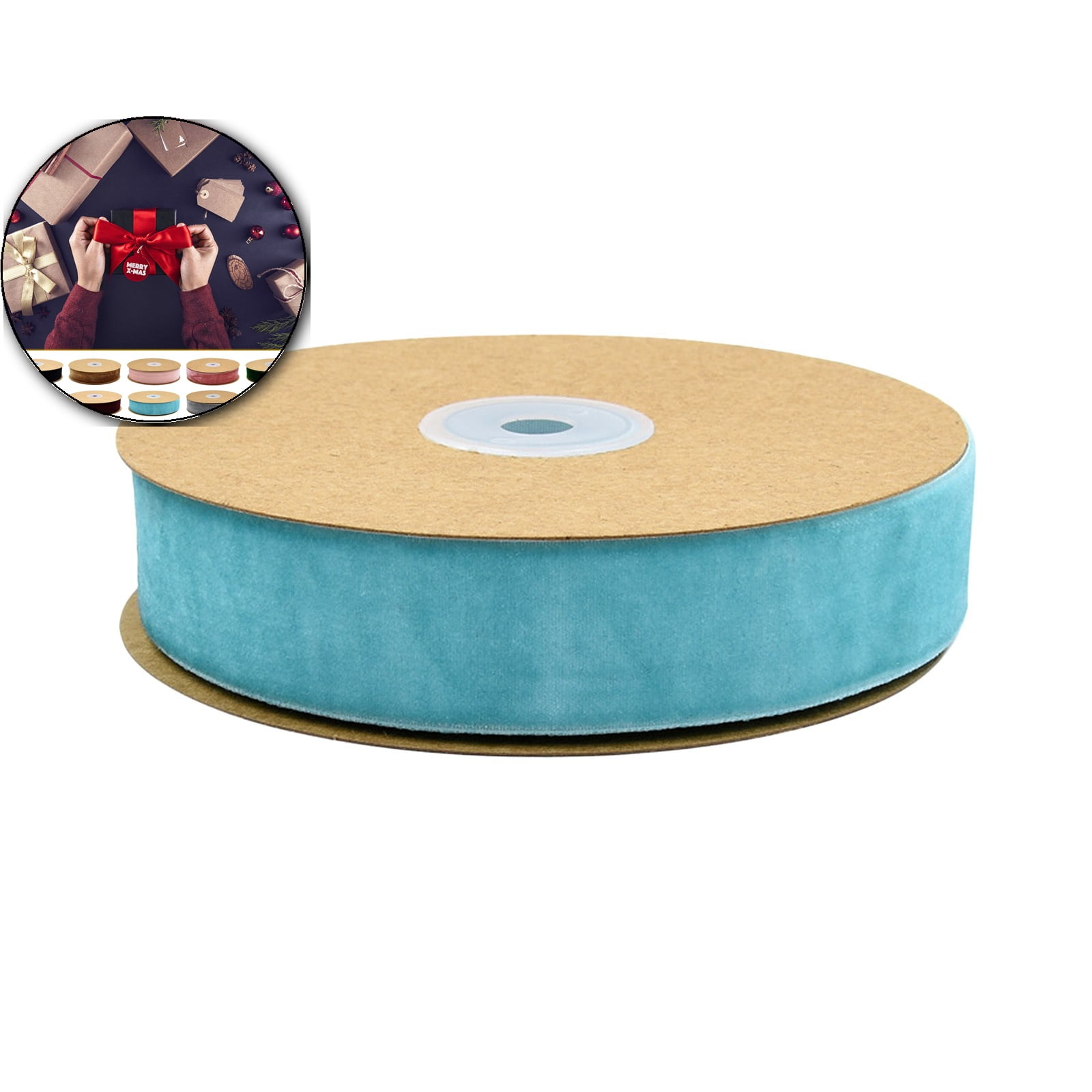 Wired Velvet Ribbon Spool, Decorative Gift Wrapping Ribbon, DIY Craft Bow Making Supply for Christmas Tree Use