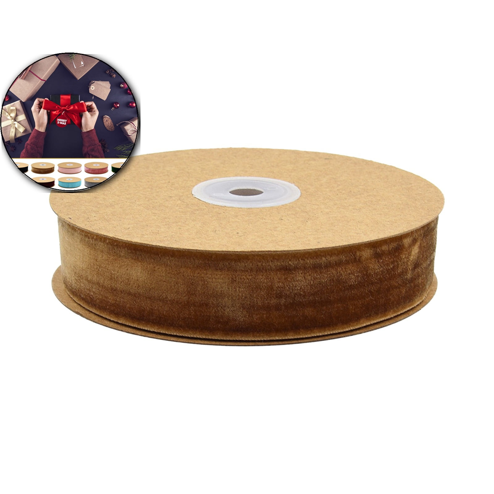 Wired Velvet Ribbon Spool, Decorative Gift Wrapping Ribbon, DIY Craft Bow Making Supply for Christmas Tree Use