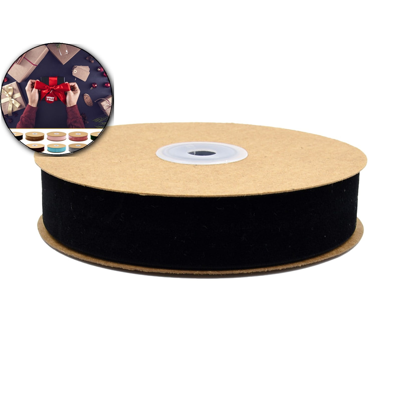 Wired Velvet Ribbon Spool, Decorative Gift Wrapping Ribbon, DIY Craft Bow Making Supply for Christmas Tree Use