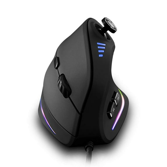 Wired Vertical Ergonomic Gaming Mouse with 5D Rocker, 10000 DPI, 11 Programmable Buttons & RGB Lighting, USB Gaming Mouse for PC Laptop Computer