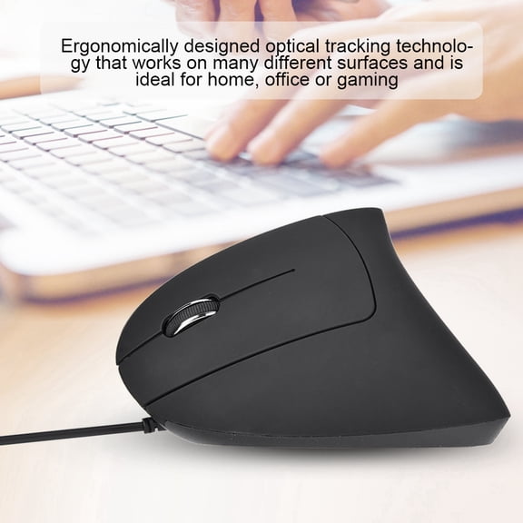 Wired Vertical Mouse, 1600 DPI Optical Tracking, Plug  Play, Perfect For Work  Gaming Comfort