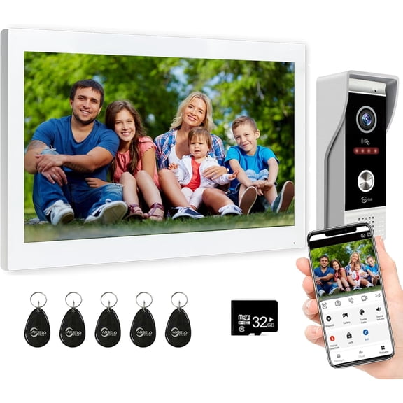 Wired Video Doorbell Apartment Intercom Syatem,10 Inch Full Touch Monitor,1080P Doorbell Camera,TUYA WiFi Smart Home Video Intercom Door Phone Kits IC Unlock for Villa Home,32G