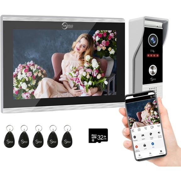 Wired Video Doorbell Apartment Intercom System,10 Inch Full Touch Monitor,1080P Camera,TUYA WiFi Smart Home Door Phone Kits IC Unlock for Villa Home,32G