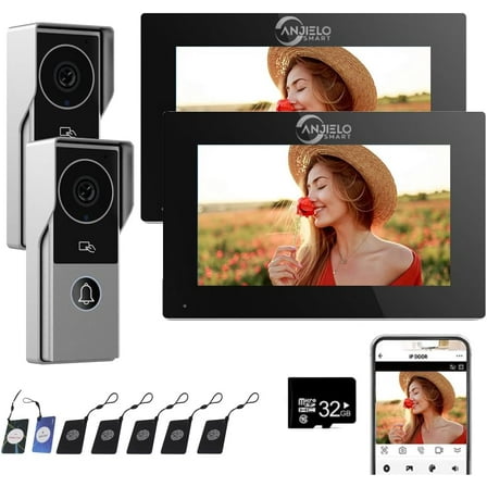 Wired Video Doorbell Intercom System,TUYA WiFi Smart Home Video Intercom Door Phone Kits,7 Inch Screen Monitor,1080P HD Camera,3 in 1 Unlock for Apartment Villa Home,32G