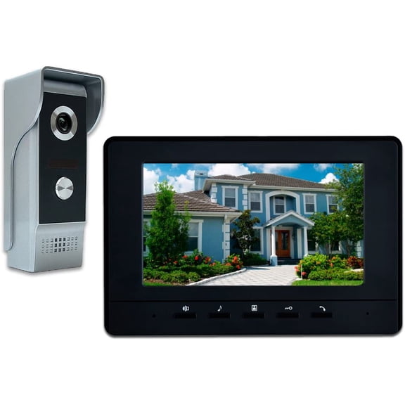 Wired Video Intercom System, 7 Inches Video Doorbell Door Phone System, HD Camera Kits Support Unlock, Monito, Dual-Way Intercom for Villa Home Office Apartment