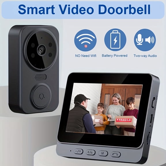 Wired Visual Doorbell Camera with 4.3 Inch 1080P HD Monitor, No WiFi & No App Required, 120 ° Wide Angle, Night Vision, 2-Way Audio Touch Control Wall Mount Home Security Door Intercom