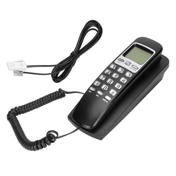 Wired Wall Phone LCD Caller ID Corded Landline Telephone with Buttons (7.48 x 3.15 x 2.76 inches / 19.0 x 8.0 x 7.0 cm) Black