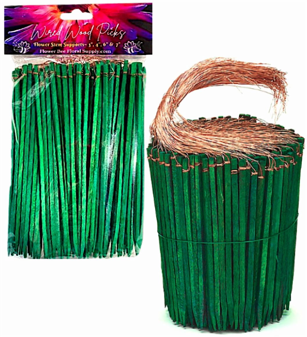 Wired Wood Picks Flower Stem Support Extenders, 6 inches, 150 Ct ...
