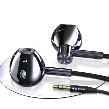 Wired earbuds heavy bass with mic, 3.5mm in ear wired headphones with metal magnets,Immersive stereo earphones wire 3.5mm jack universal