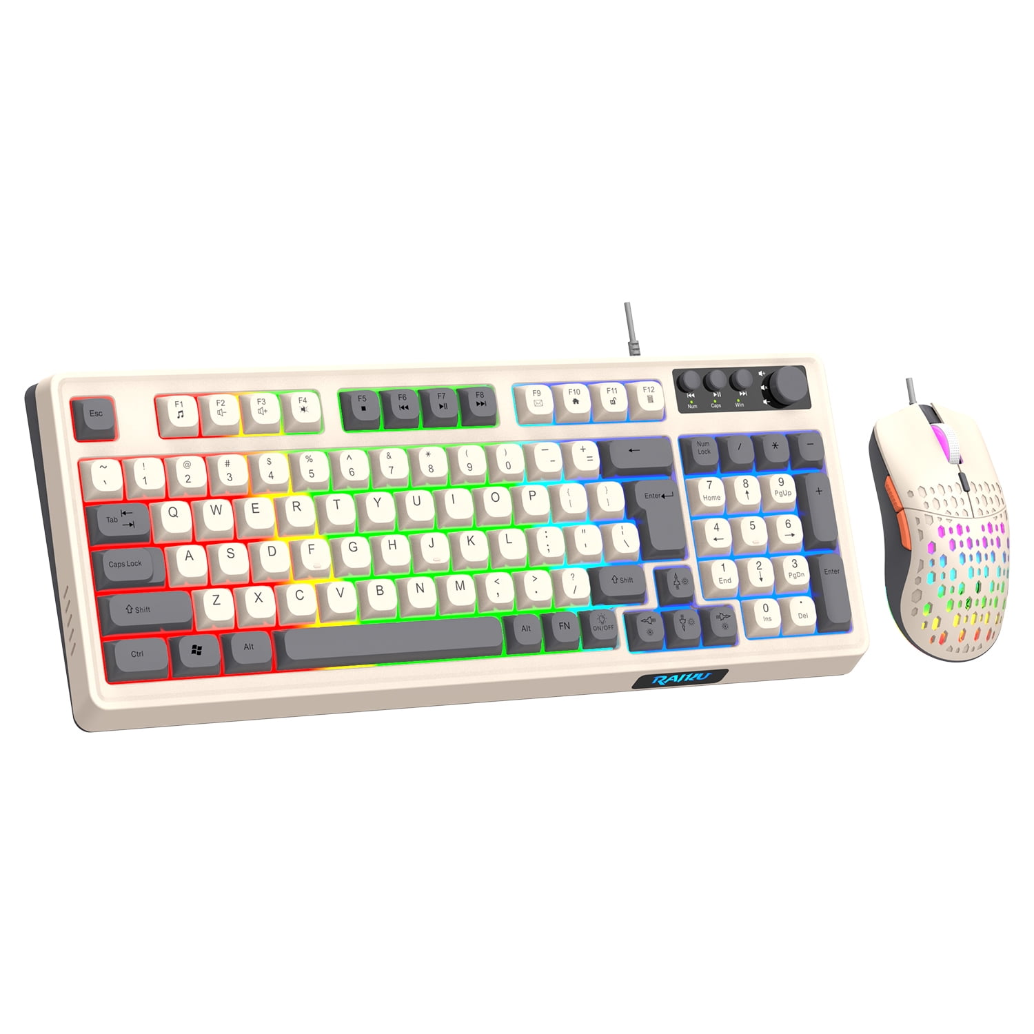 Wired gaming keyboard - rainbow backlight, portable orange keyboard with multimedia buttons and ball keys, suitable for gamers and office use, compatible with Windows and laptops