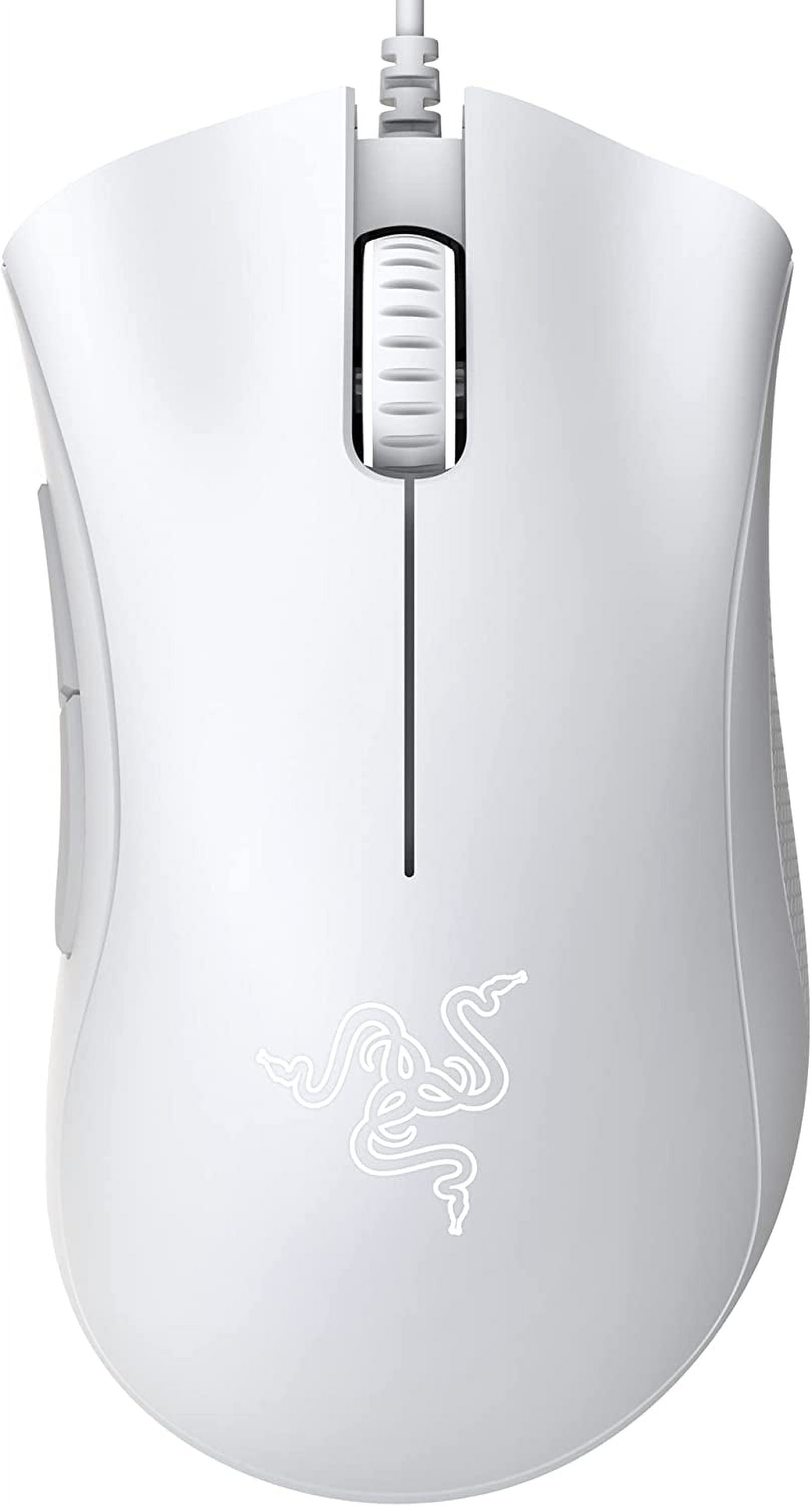 Wired gaming mouse: 6400 DPI Optical Sensor - 5 Programmable Buttons - Mechanical Switches - Rubber Side Grips - white and black