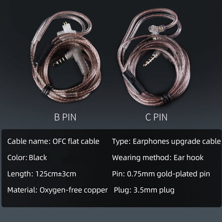 Wired headset,Hifi Cable B Pin 0.75mm Cable Wired Headset Cable B Headset Ofc Hifi