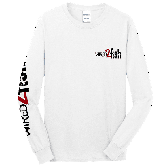 Wired2Fish Long Sleeve Logo T-Shirt - White, Large