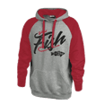 thumbnail image 1 of Wired2Fish Raglan Sleeve Colorblock Hoodie - Red/Grey, Small, 1 of 1