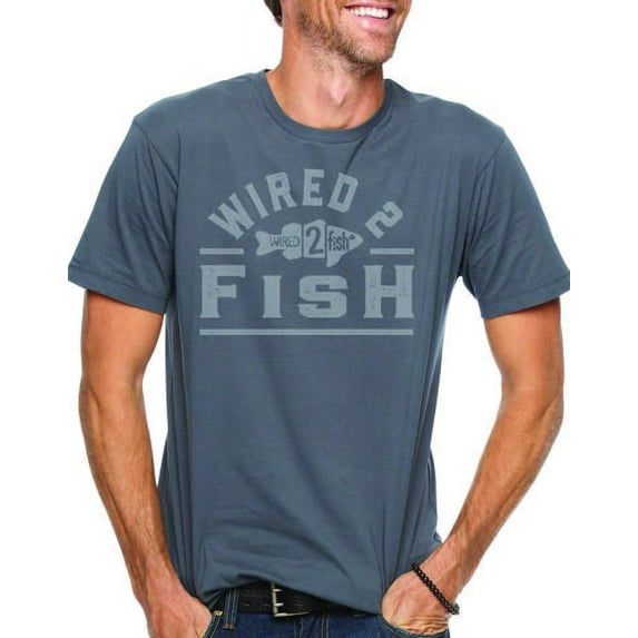 Wired2Fish Tone on Tone Logo T-shirt - Charcoal, 3XLarge