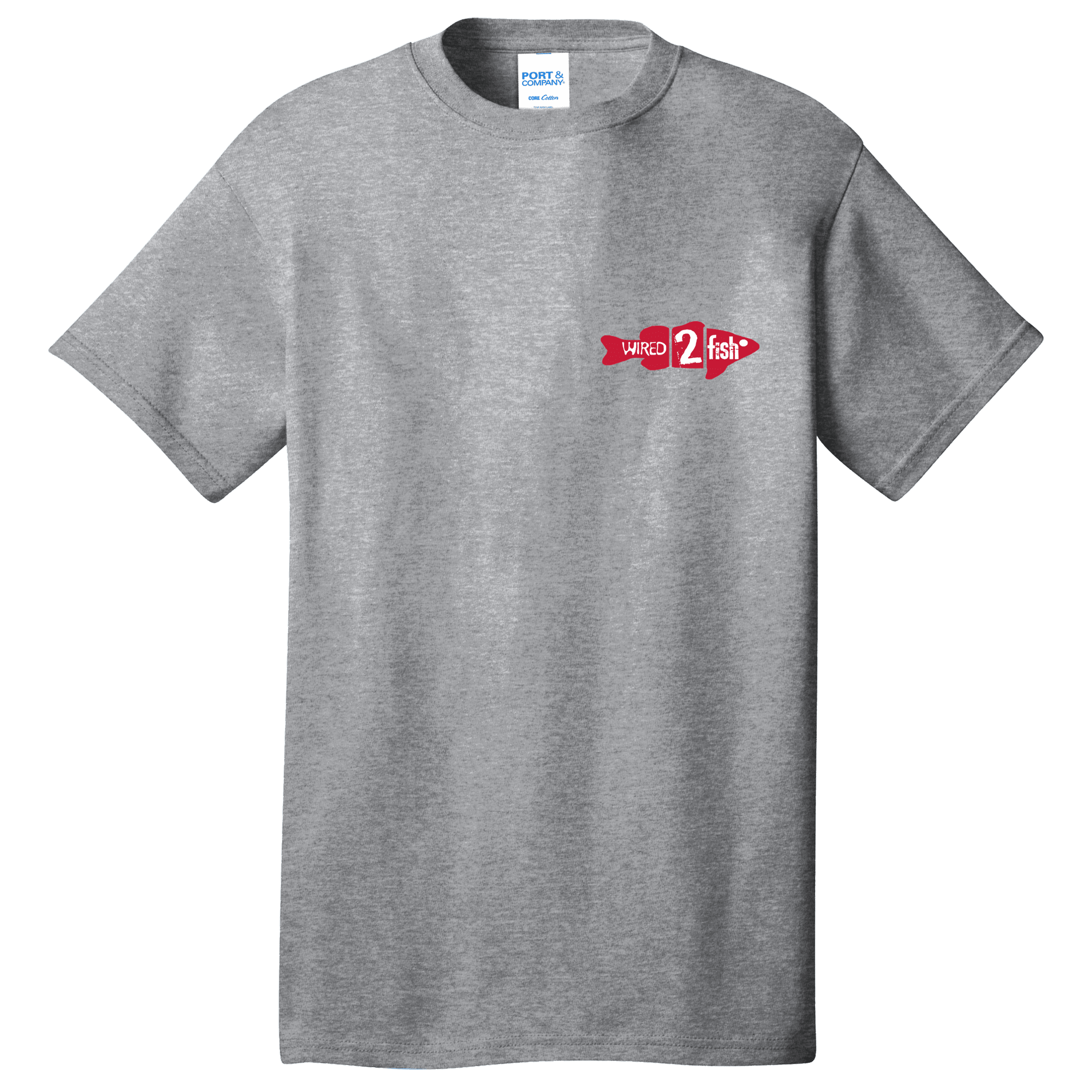 Wired2fish Fish Logo T-Shirt - Athletic Grey, 4XLarge