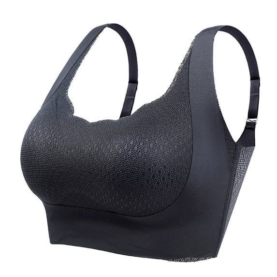 Wirefree Bra with Support Women Padded Bra Feature V-Neck Balconette Bra Style W-377 Hook and Eye Closure Comfortable Bra Black XXL