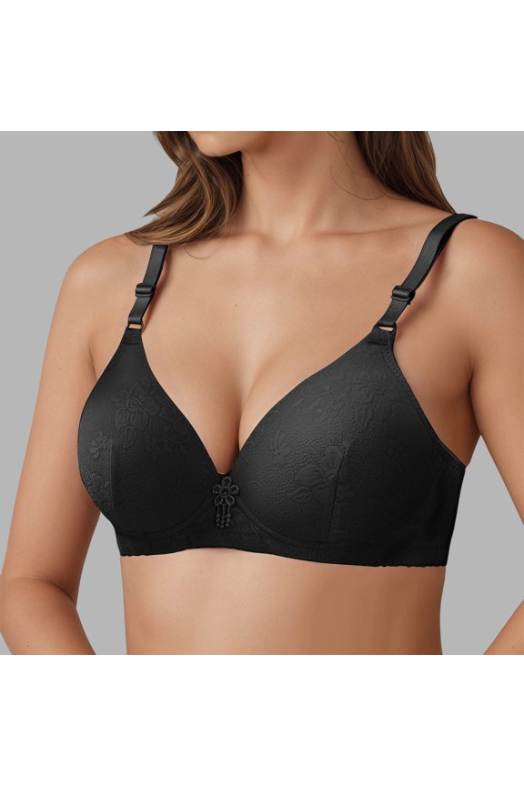 Wirefree Bras Comfortable Support NonPadded Everyday TShirt Soft Cup Full Coverage Underwire Bra Black 38