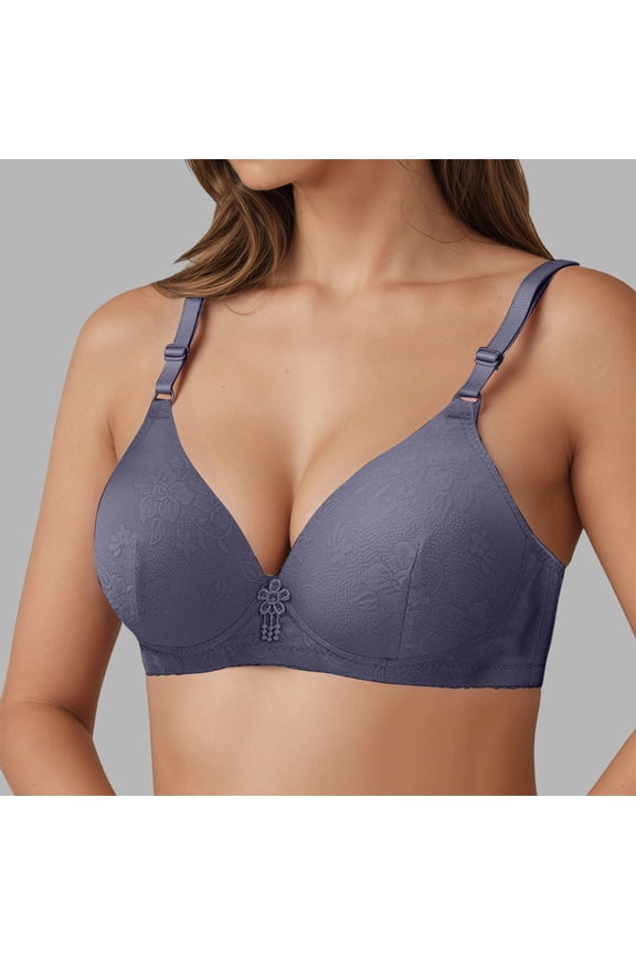 Wirefree Bras For Comfortable Support NonPadded Everyday TShirt Soft Cup Full Coverage Bra, 40, Blue
