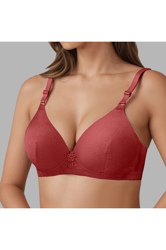 Wirefree Bras For Comfortable Support NonPadded Everyday TShirt Soft Cup Full Coverage Bra, 42, Red